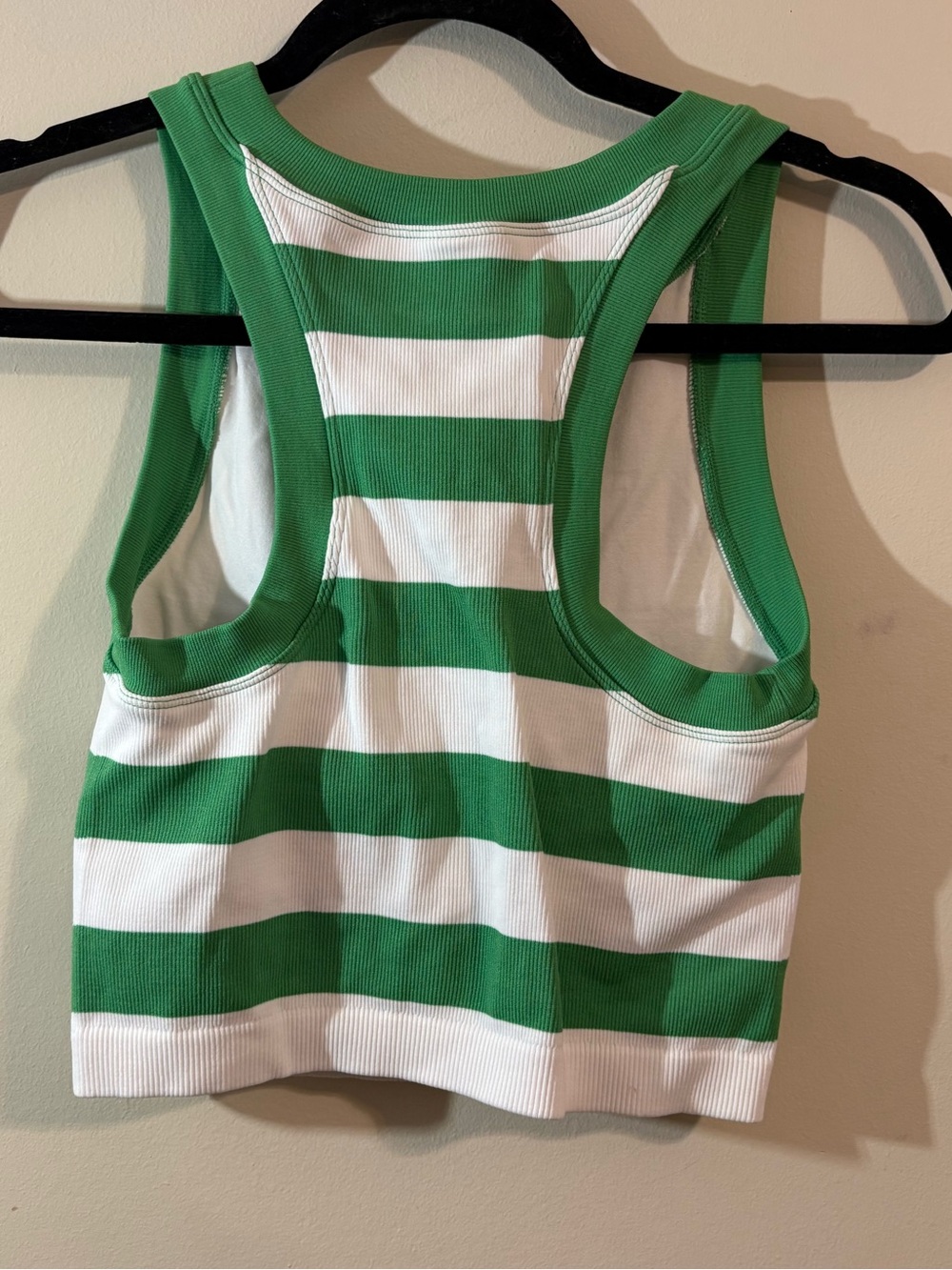 JoyLab razor back tank top sports bra Green White striped Crop women’s small - Picture 2 of 9